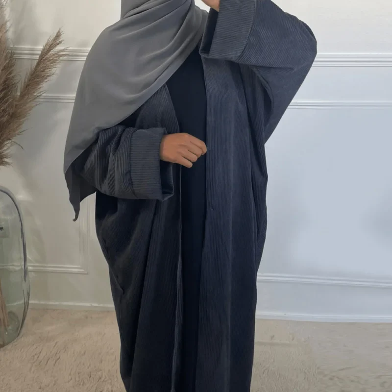 Abaya en velours côtelé pour femmes musulmanes, tenue hiver 2024 - image de produit 2