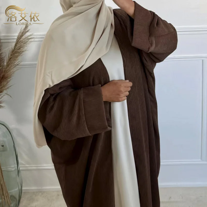 Abaya en velours côtelé pour femmes musulmanes, tenue hiver 2024 - image de produit 3