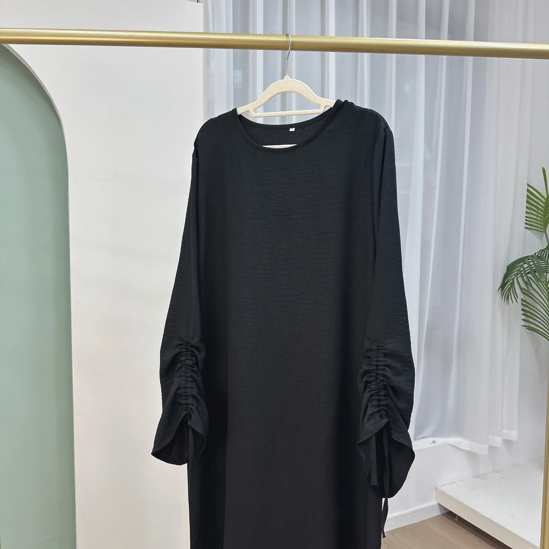 Robe Abaya musulmane pour femmes, couleur unie, style festif, Arabie saoudite, Turquie, Eid 2024 - image de produit 6