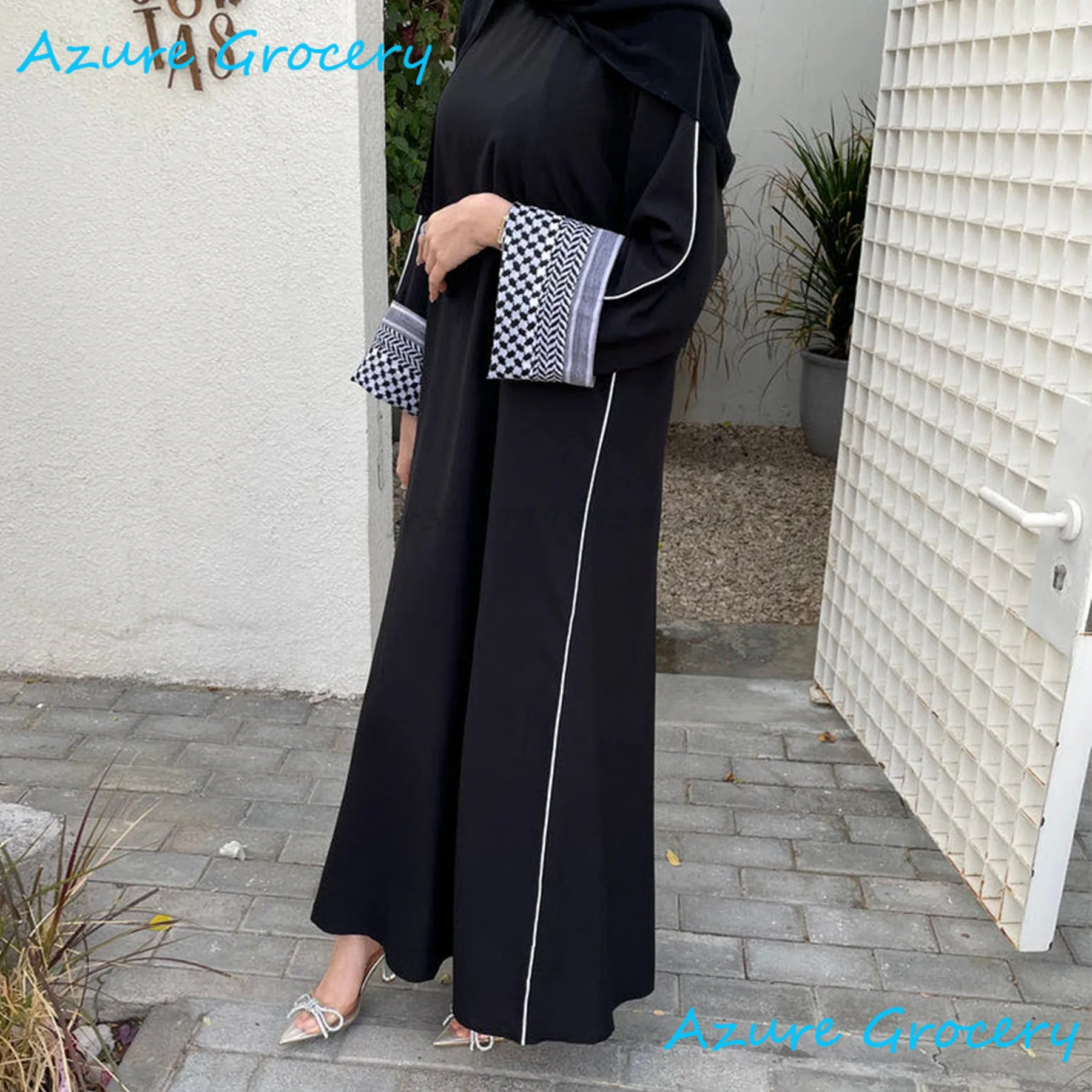 Abaya en lin de coton fermé pour femmes - Robe Hijab musulmane Luxe - image de produit 0