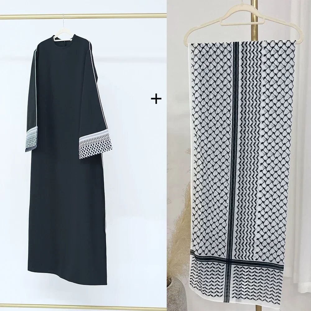 Abaya en lin de coton fermé pour femmes - Robe Hijab musulmane Luxe - image de produit 7