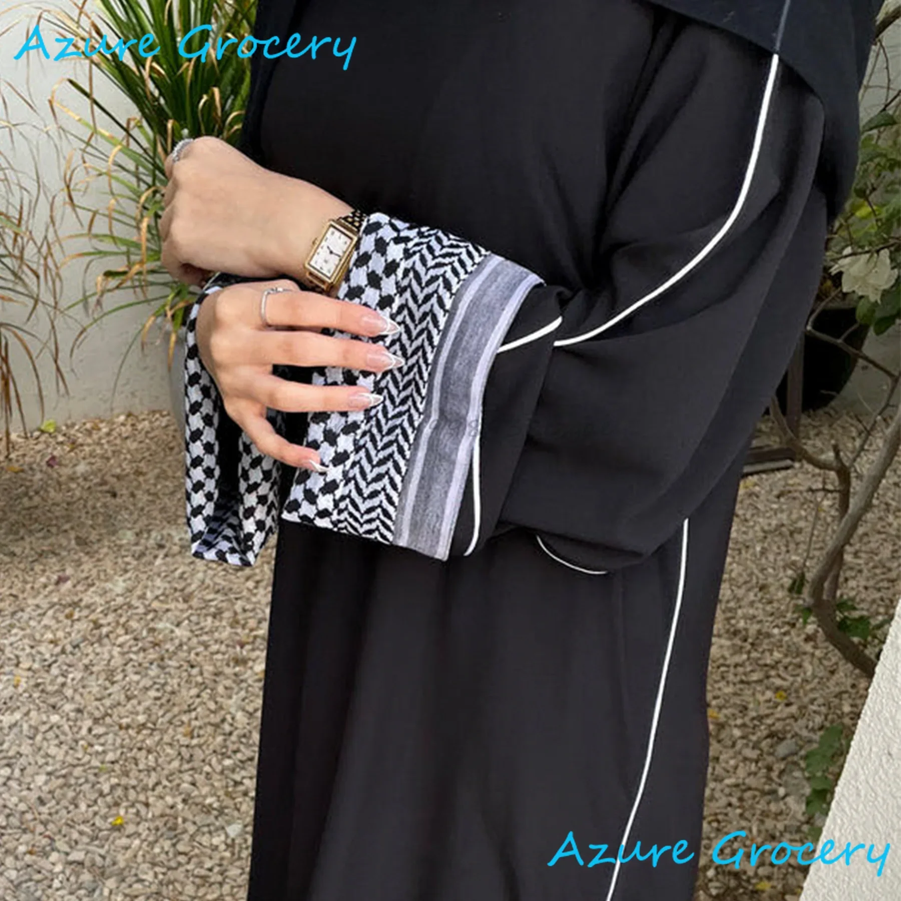 Abaya en lin de coton fermé pour femmes - Robe Hijab musulmane Luxe - image de produit 4