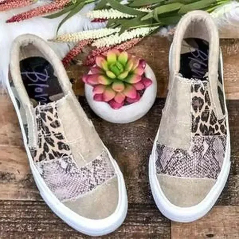 Chaussures en toile léopard pour femmes, tendance marche décontractée - image de produit 3