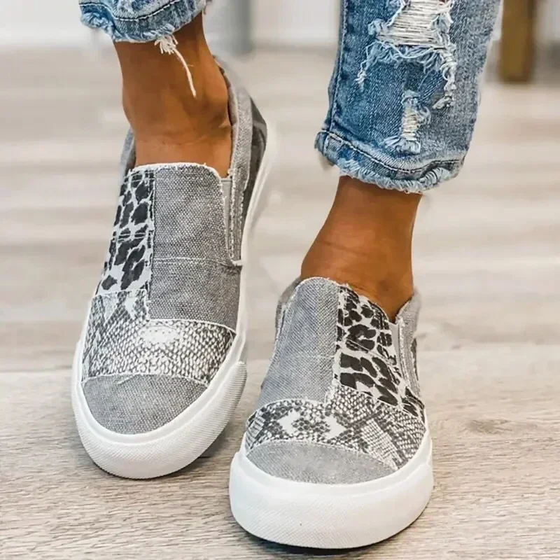 Chaussures en toile léopard pour femmes, tendance marche décontractée - image de produit 5