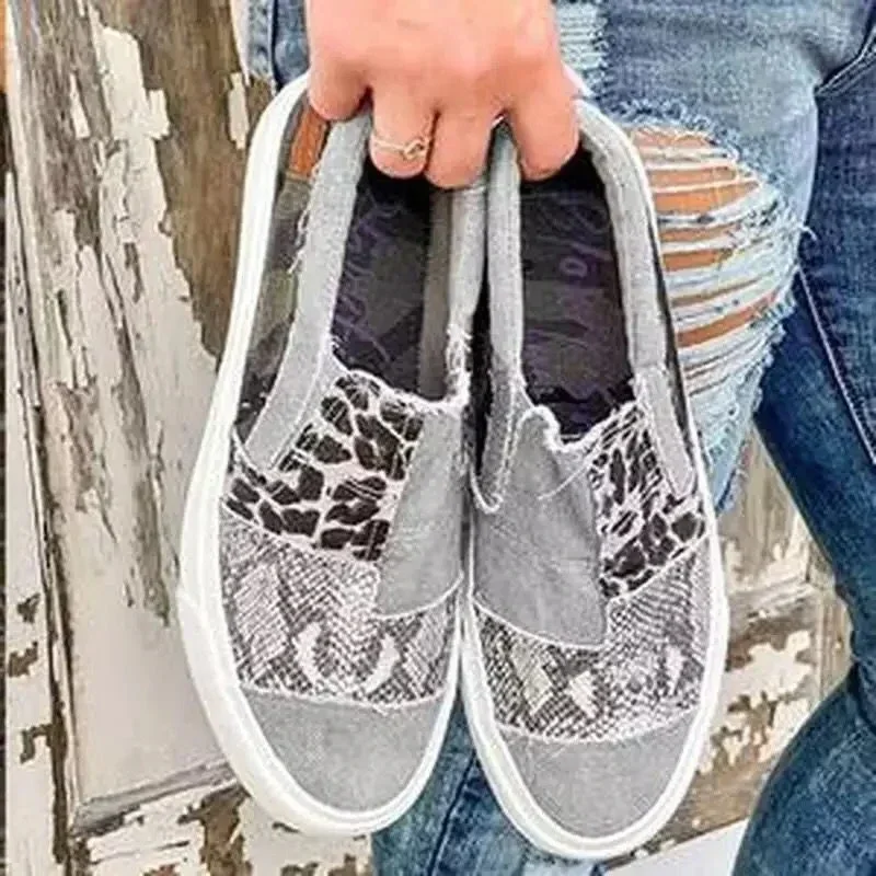 Chaussures en toile léopard pour femmes, tendance marche décontractée - image de produit 2