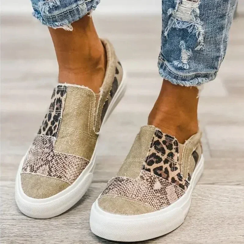 Chaussures en toile léopard pour femmes, tendance marche décontractée - image de produit 4